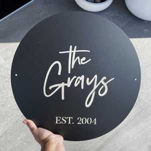 personalised sign | circle | choose your steel type