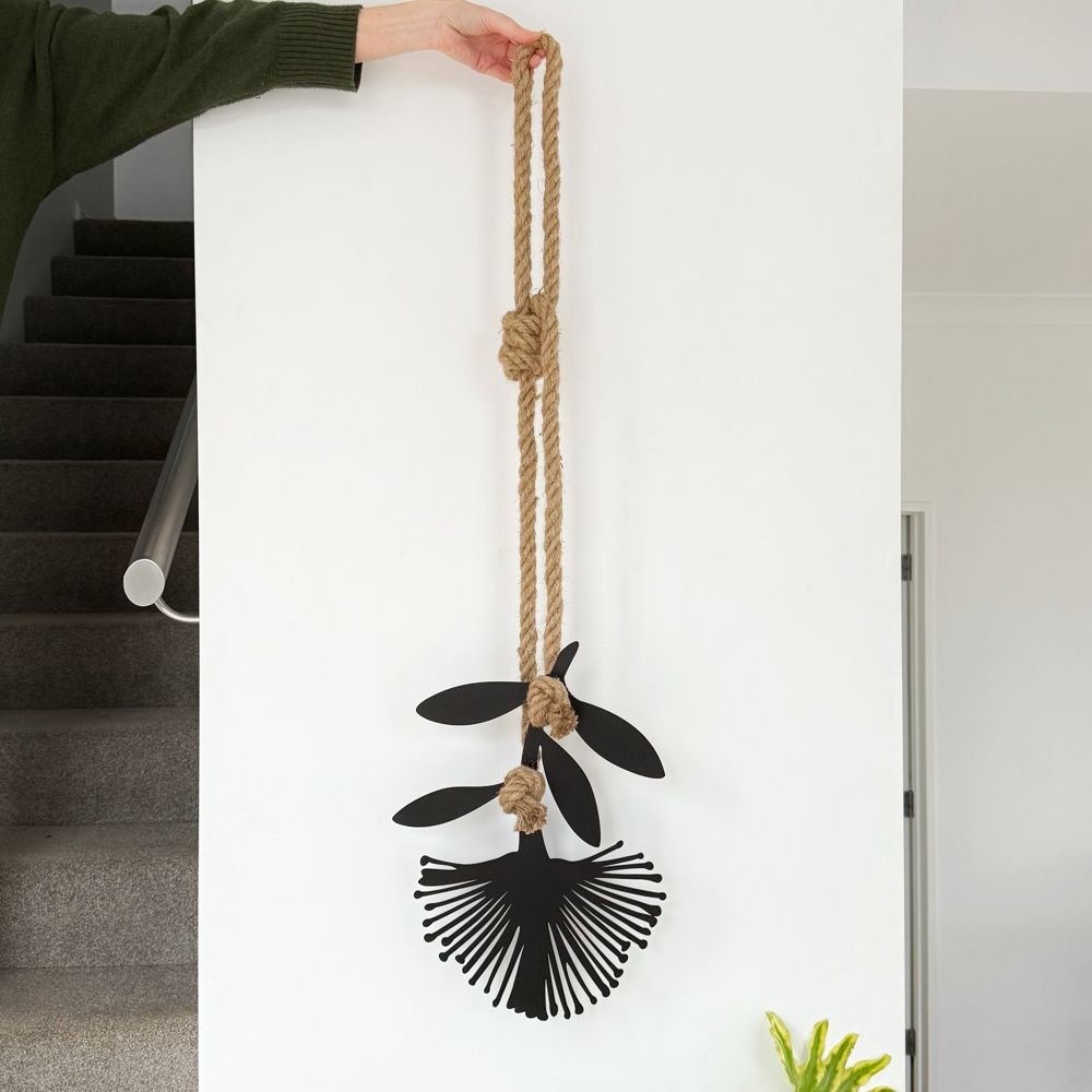 NZ Flower.  Pohutukawa in black steel - unique New Zealand Art for outdoor wall or fence. 