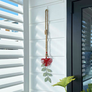 Pohutukawa wall art in outdoor living space of NZ home