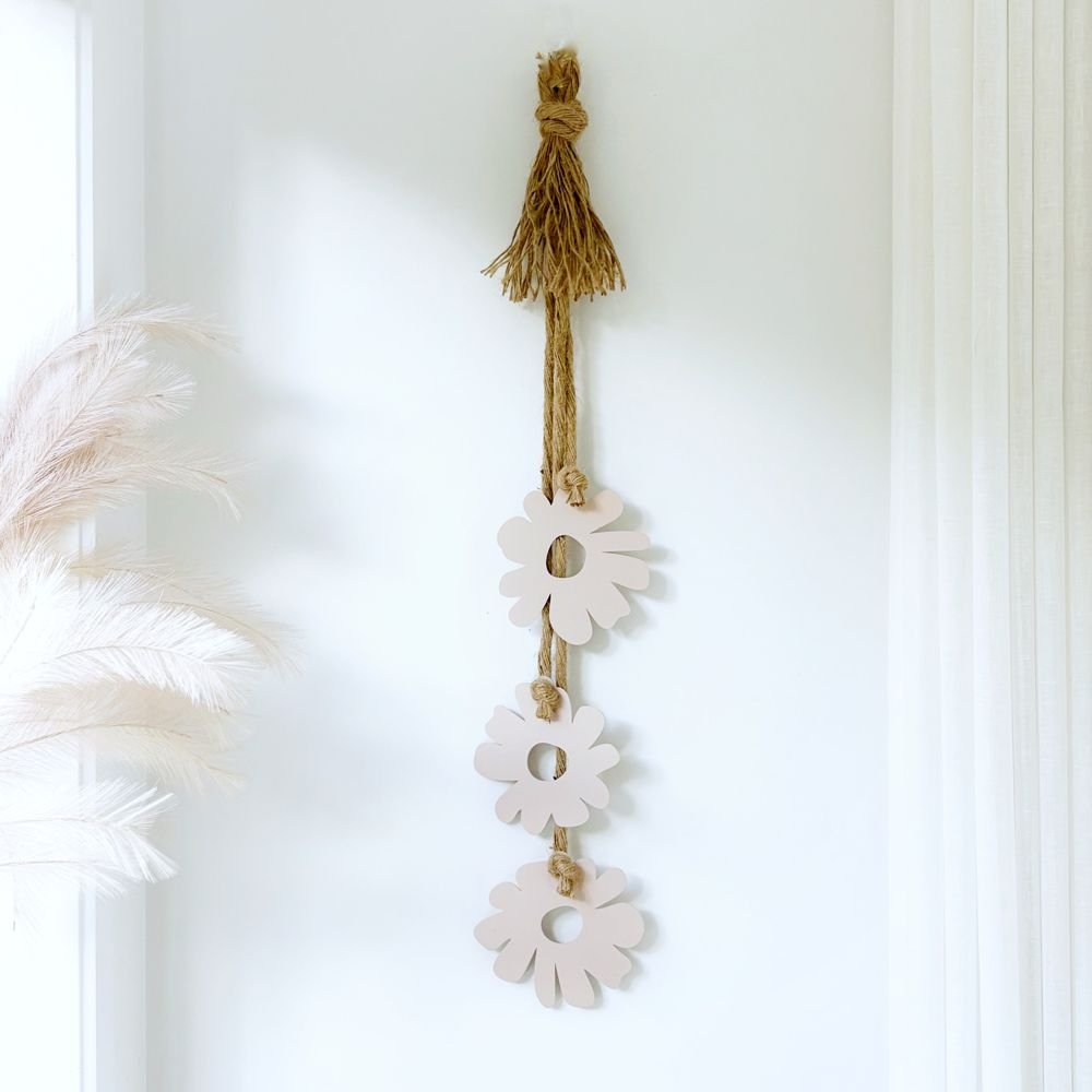 Blush Pink Retro Flowers Artwork in Corner of Lounge - Stylish Decor in New Zealand