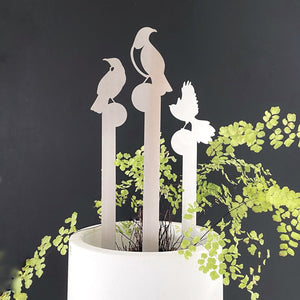 NZ native bird brushed stainless steel bird art, tui, fantail and kereru by LisaSarah Steel Designs