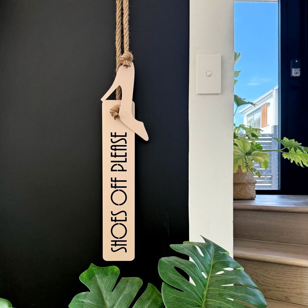 Remove shoes pink sign in NZ home