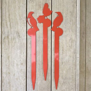 NZ Garden art - native New Zealand birds, bright orange plant gift. 