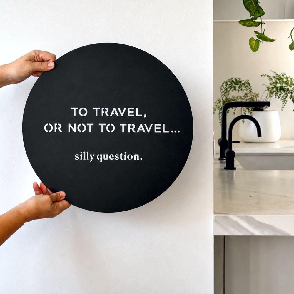 To travel or not to travel wall art for travellers on entryway wall in ew Zealand home