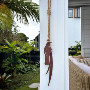 Tui garden ornament NZ, corten steel tui garden art, NZ made metal bird wall decor for outdoor walls, fences and gardens