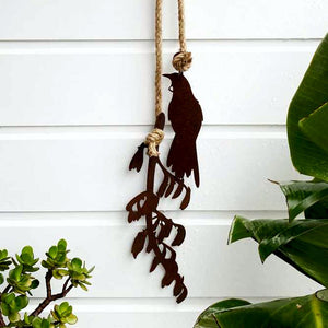tui & flax wall hanging | black w natural rope | large 1.20m