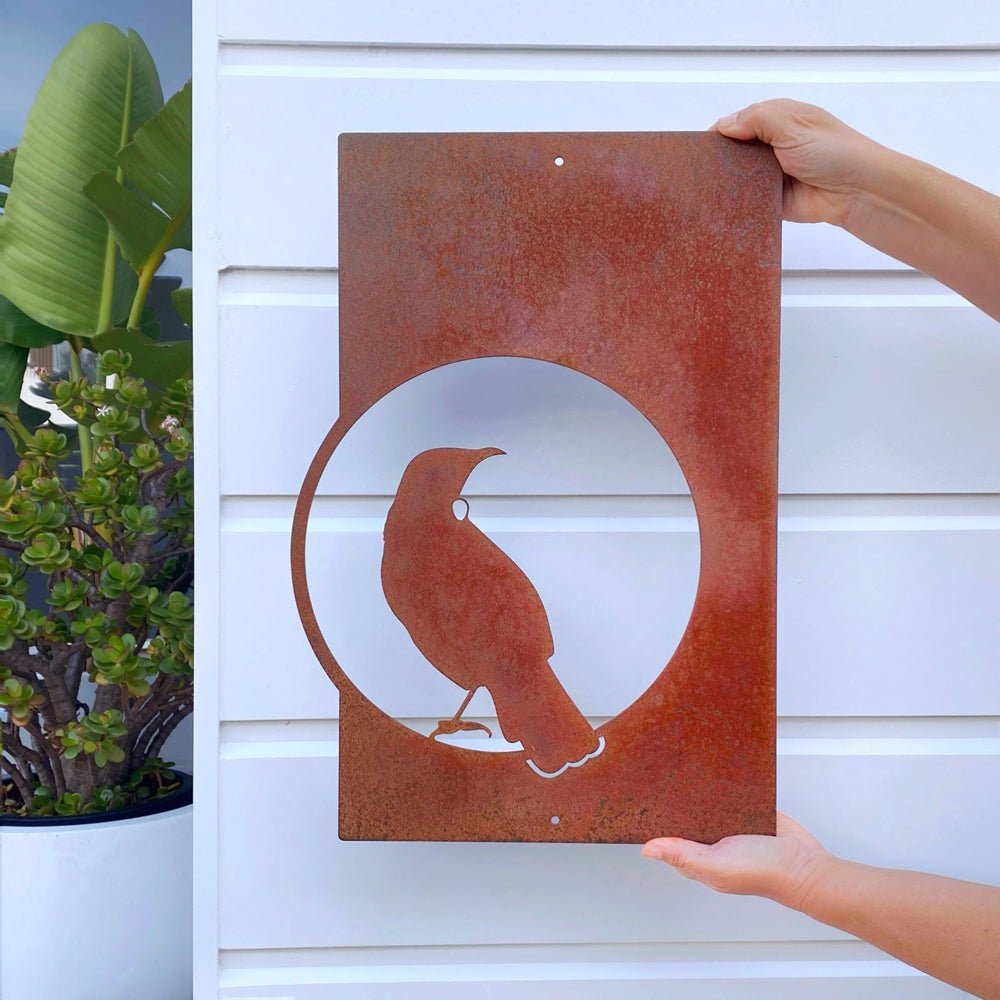 Exterior Wall Art.  NZ Native tūī  - a boisterous medium-sized bird native to New Zealand