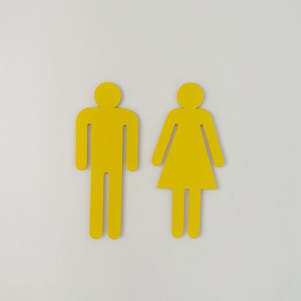 Yellow Bathroom Symbols steel (20cm tall)