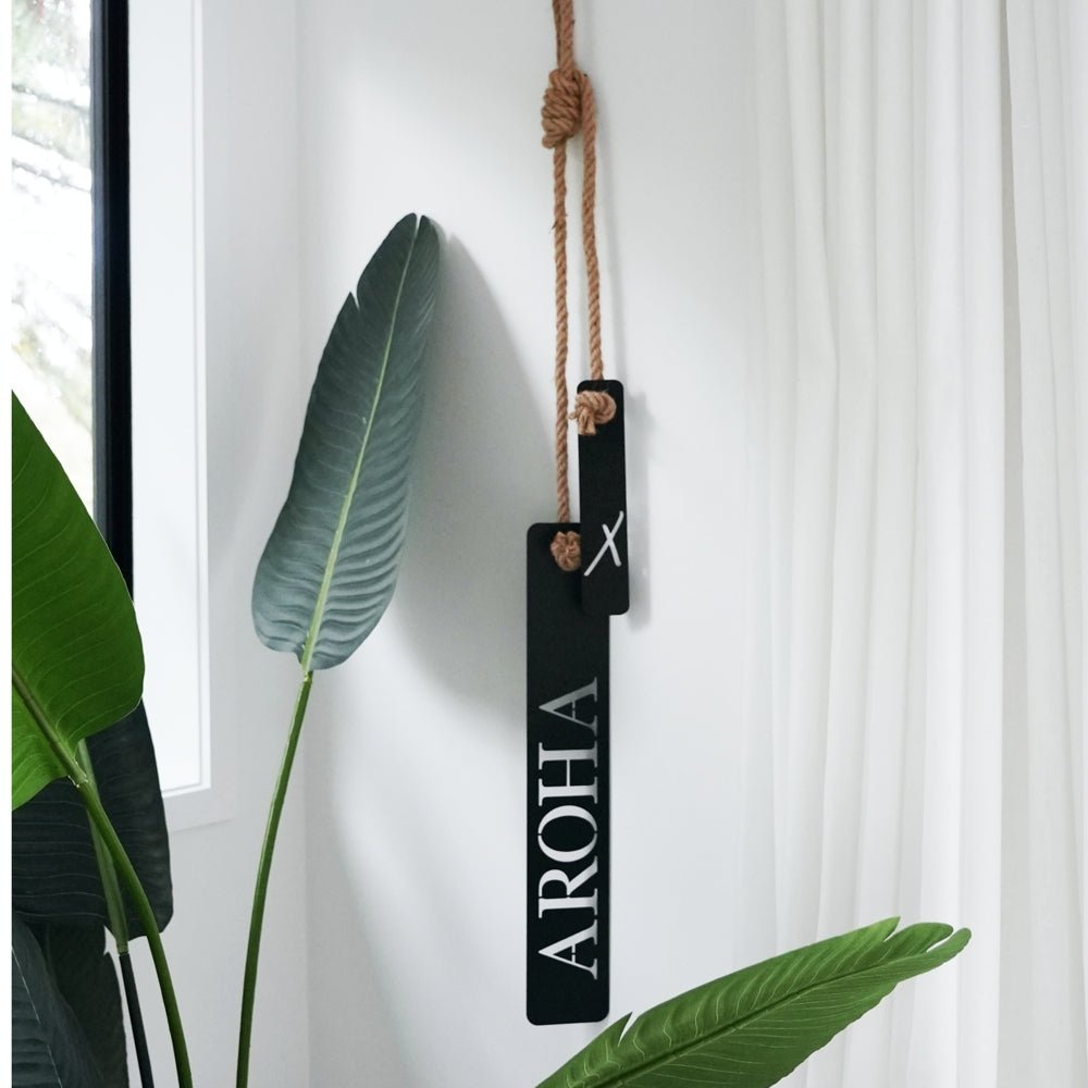 Aroha is love, NZ made wall decor up close