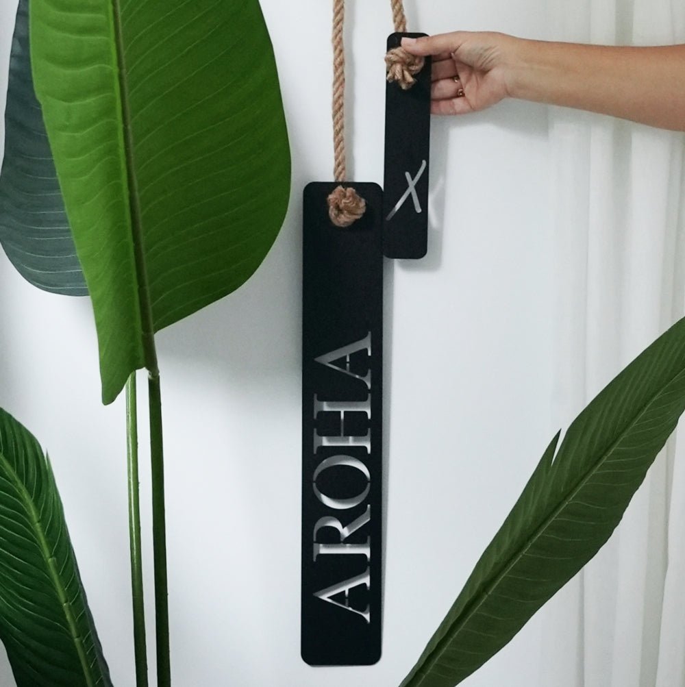 Aroha is love, NZ made wall decor up close