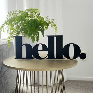 black hello sign small - LisaSarah Steel Designs NZ