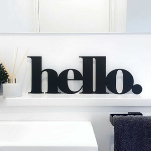 black hello sign small - LisaSarah Steel Designs NZ