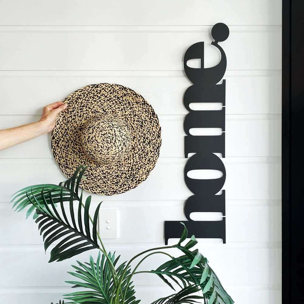 entryway Decor NZ.  Large black home sign - LisaSarah Steel Designs NZ