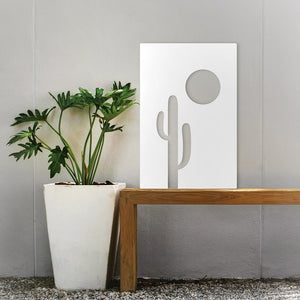 Cactus coastal wall decor white steel for outdoor space. 
