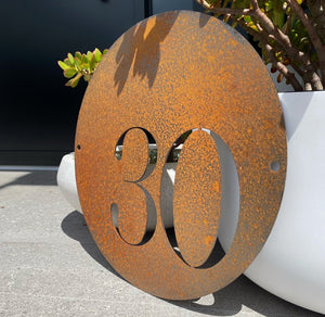 Circle custom house number 40cm diameter - LisaSarah Steel Designs NZ