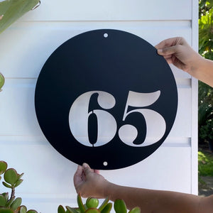 Large round house number sign for outdoors NZ.