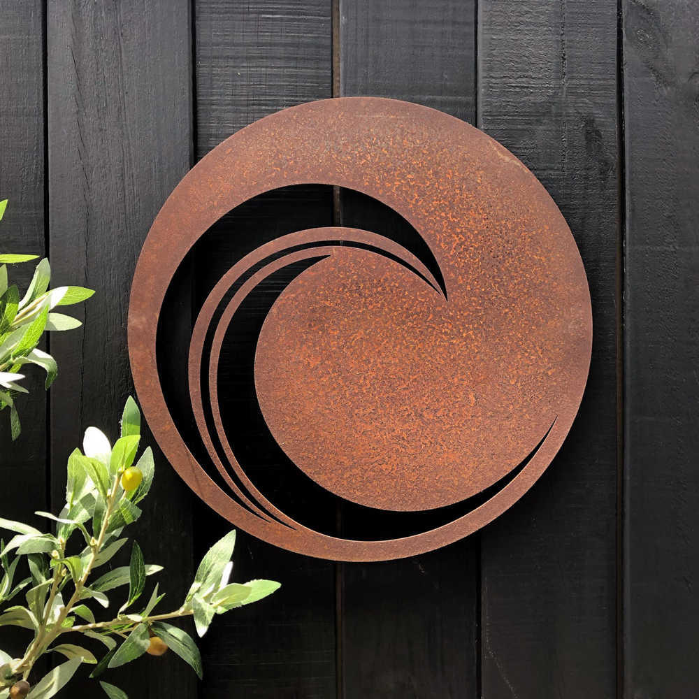 Outdoor Wall Art - Corten Wave Wall art for outdoor walls. Coastal Decor NZ