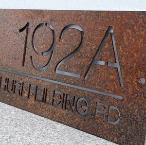 NZ corten steel custom address sign 
