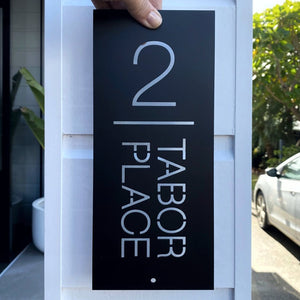 Small vertical house number sign for pillar. NZ and Australia. 