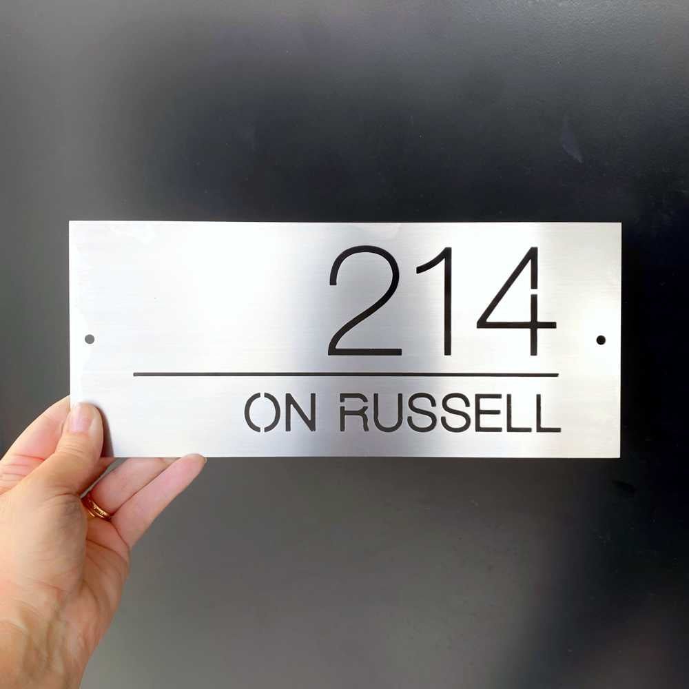 NZ marine grade brushed stainless steel address signs