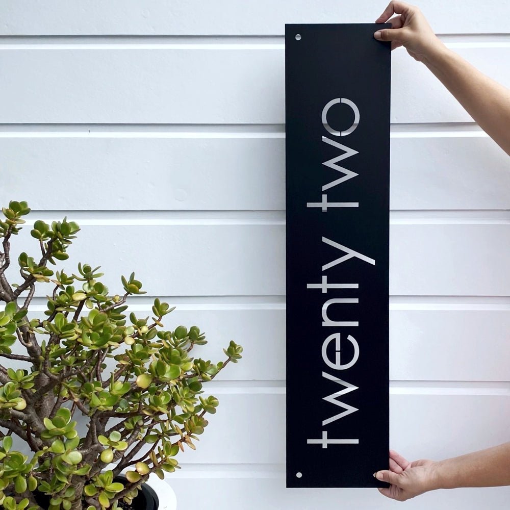 Large custom made black steel address sign for new home NZ