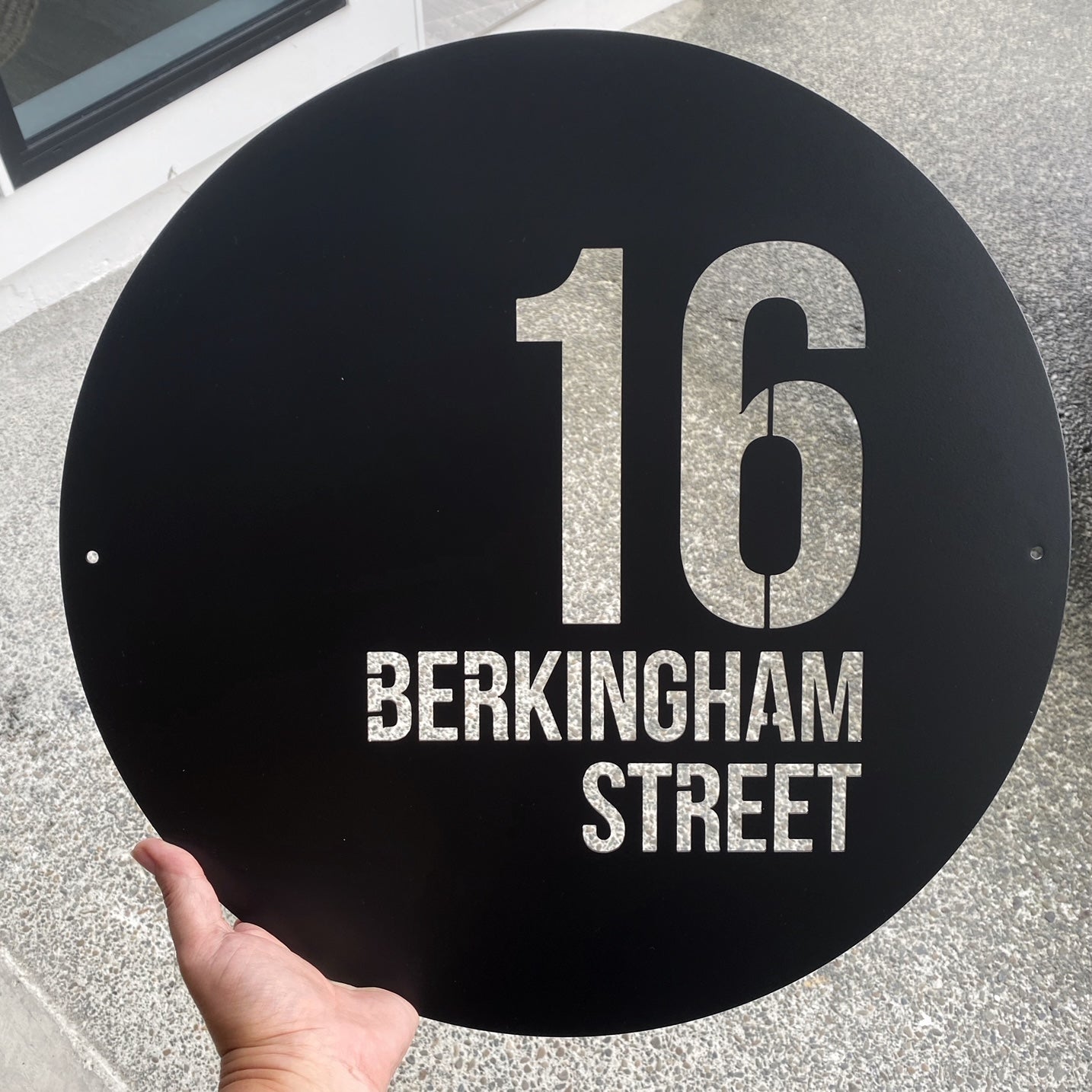 Round Address Signs unique personalised address sign handwritten italic font NZ