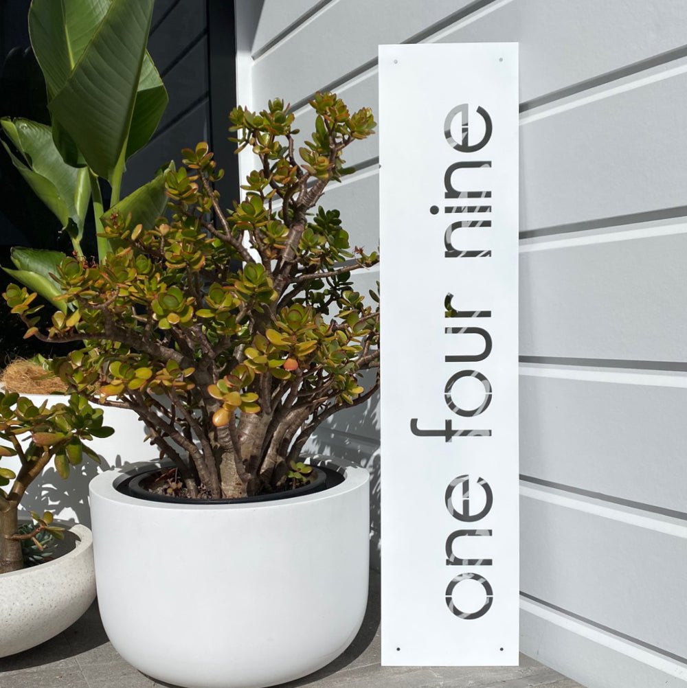 Large custom made black steel address sign for new home NZ