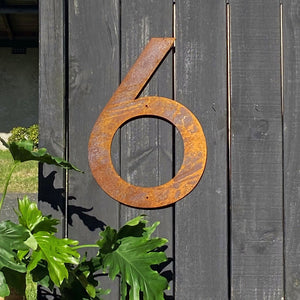 NZ Large corten house number retro font. 