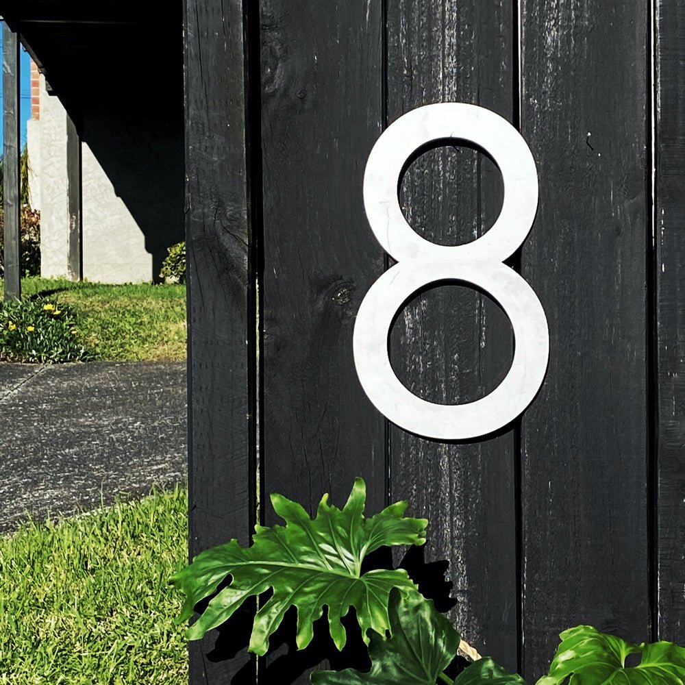 Designer large house numbers NZ black, white, gold, stainless