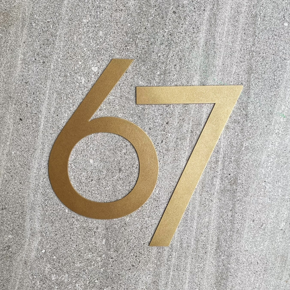 Designer large house numbers NZ black, white, gold, stainless