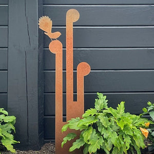 Fantail bird stake garden art NZ