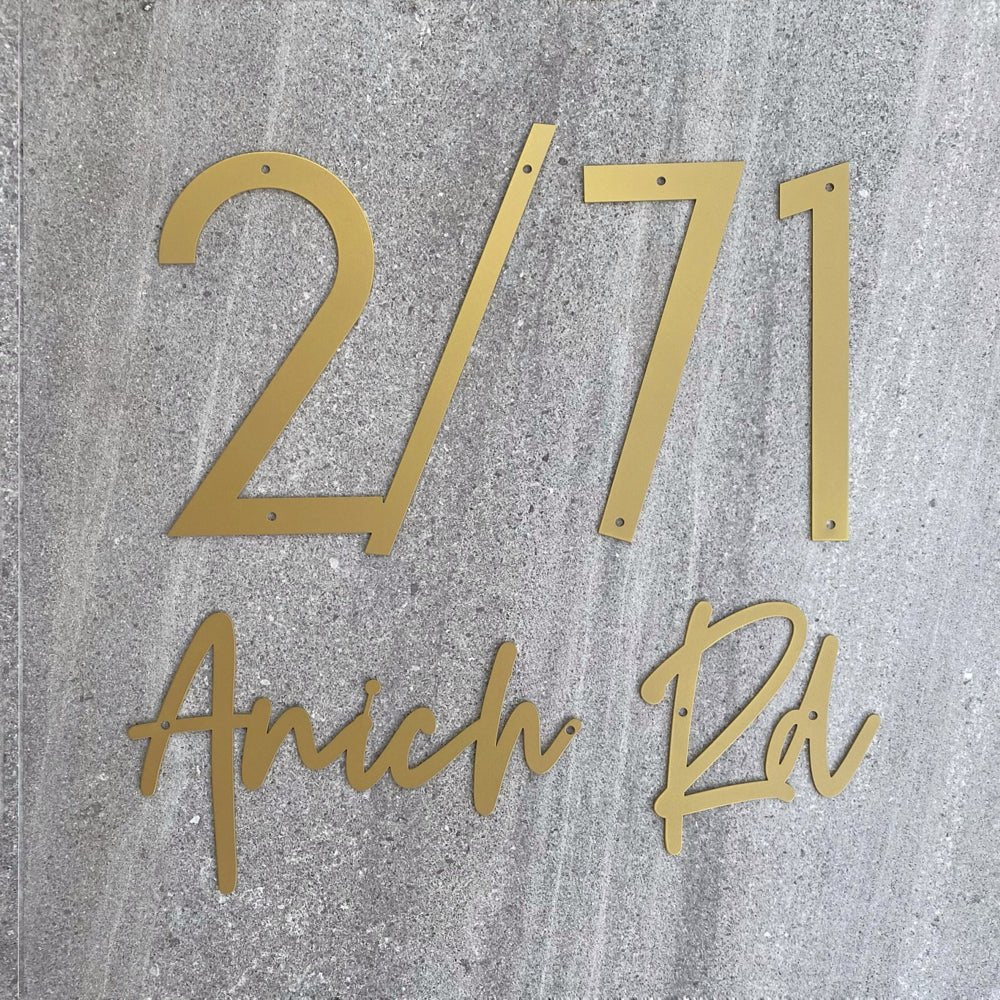 Cursive House Sign handwritten cursive modern house number street name sign NZ