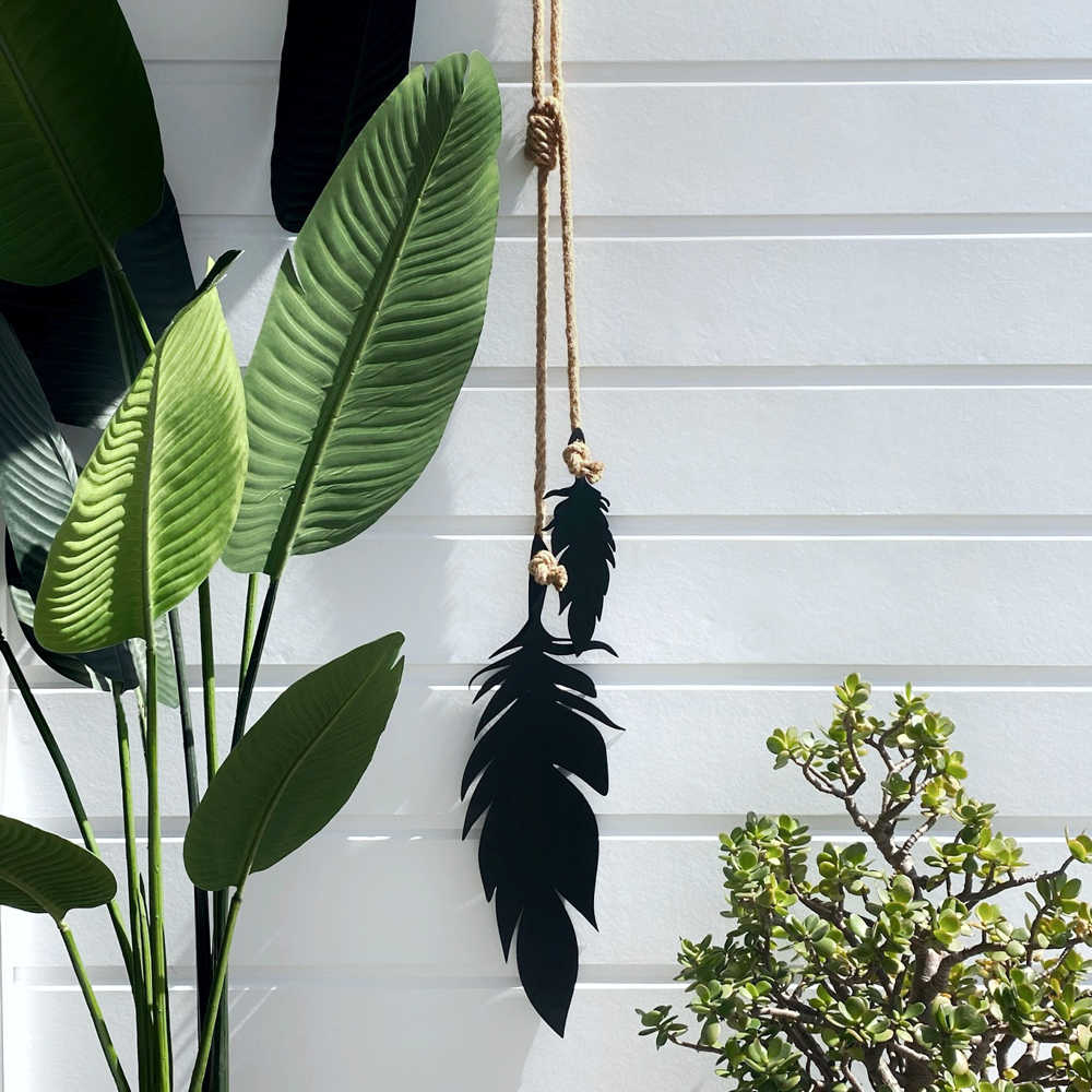 Hanging feathers REG (black) - LisaSarah Steel Designs NZ