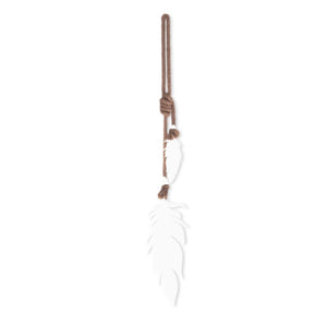 Hanging feathers LARGE (white) - LisaSarah Steel Designs NZ