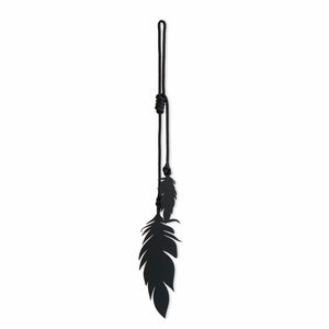 Hanging feathers REG (black) with black rope - LisaSarah Steel Designs NZ
