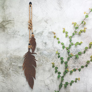 Hanging feathers REG (corten) - LisaSarah Steel Designs NZ