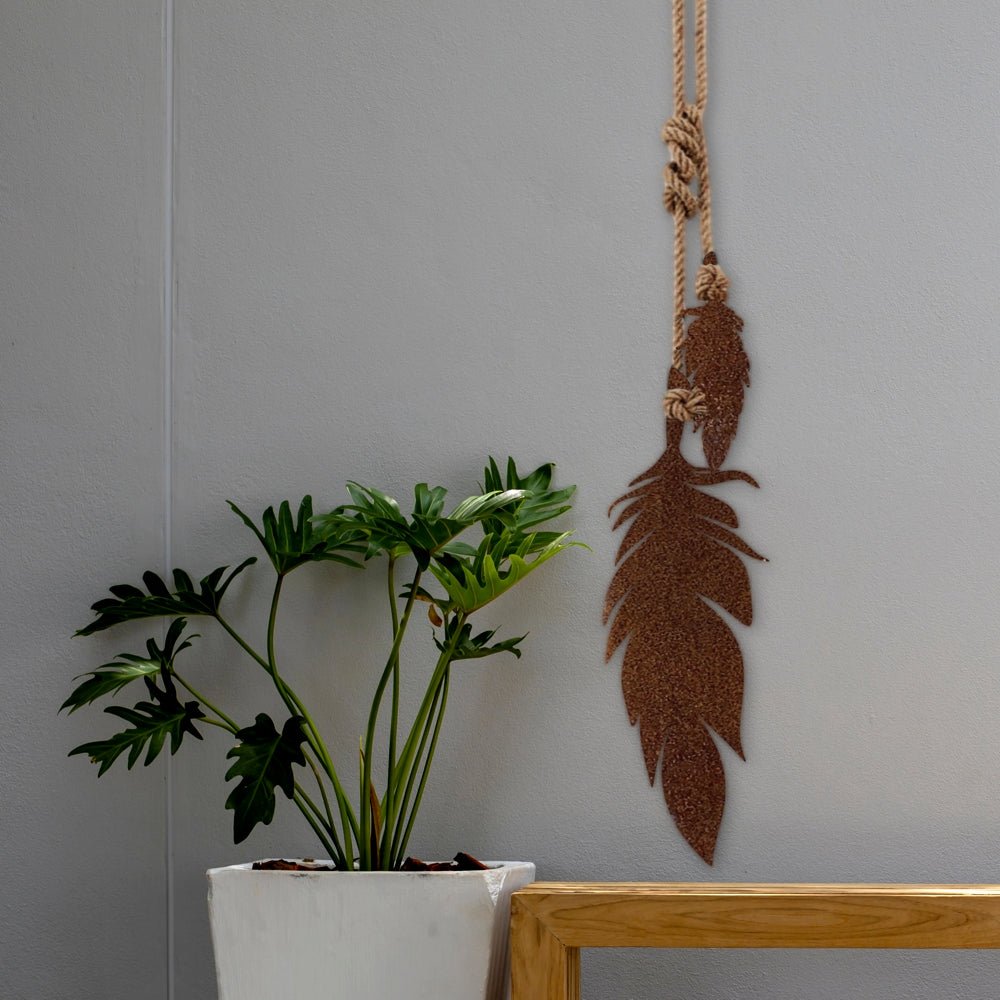 Corten feathers wall hanging LisaSarah Steel Designs NZ