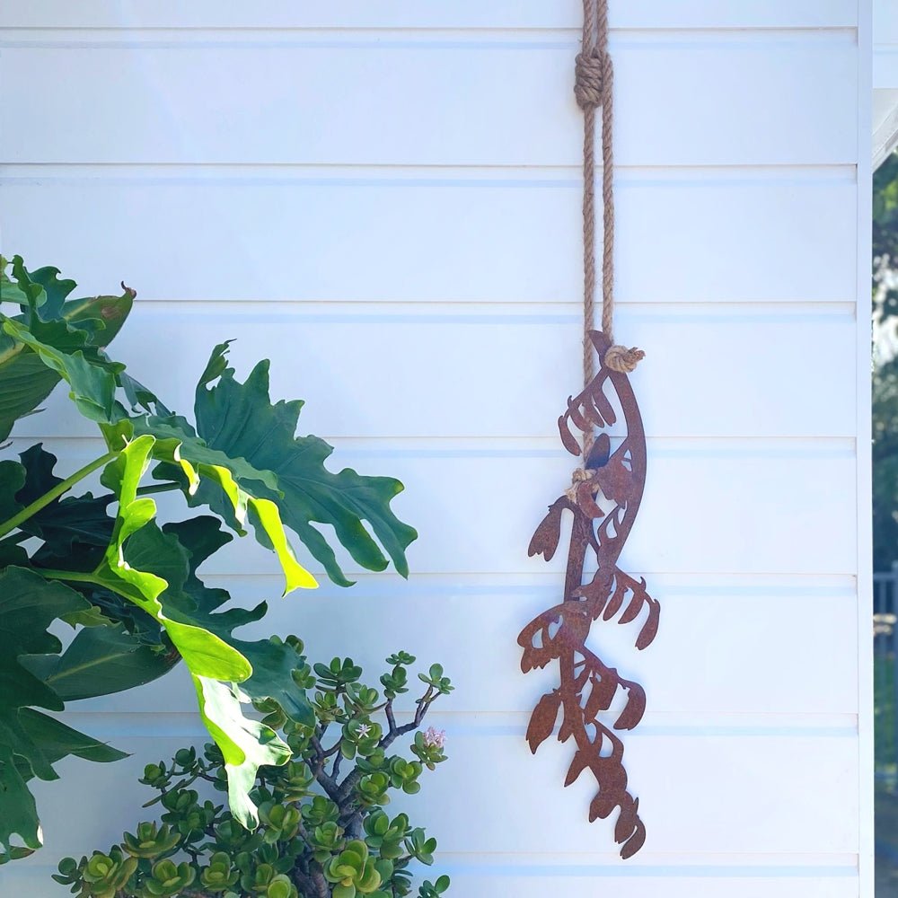 NZ flax wall hanging for outdoor walls by LisaSarah Steel Designs