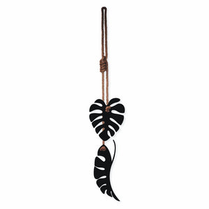 Monstera Leaves Wall Art with rope (black) - LisaSarah Steel Designs NZ