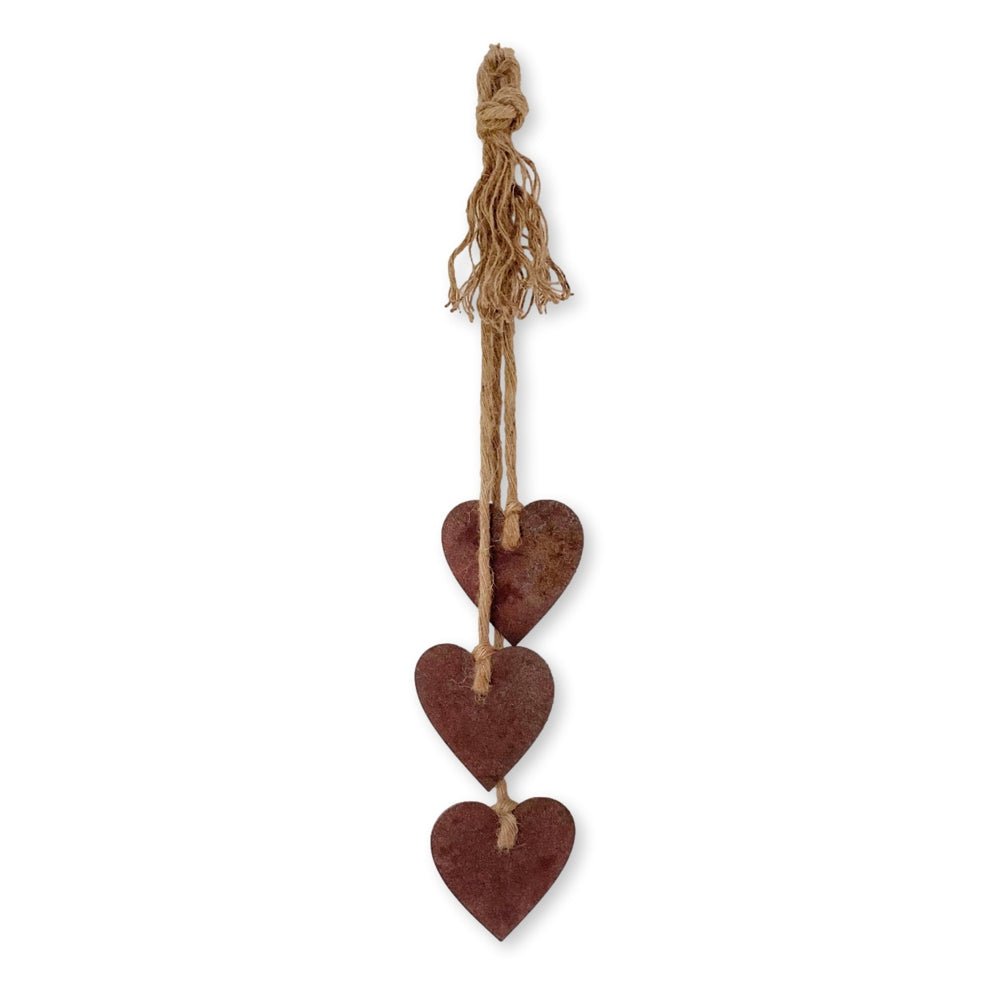 NZ-made hearts wall hanging, corten steel garden ornament and outdoor decor, perfect gift for New Zealand gardens