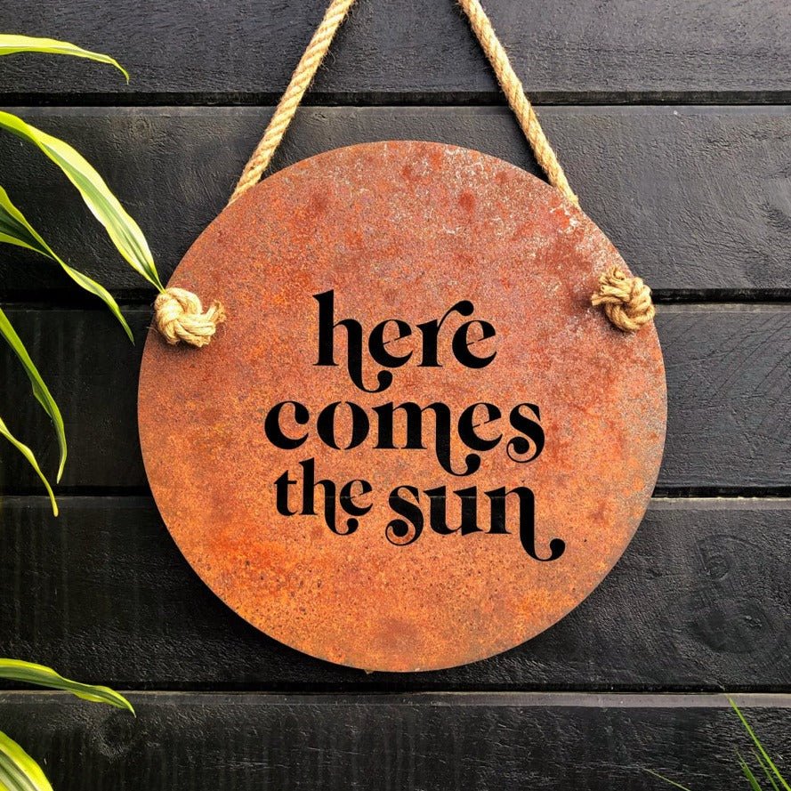 Here Comes the sun Art for outdoors walls NZ made by LisaSarah Steel Designs