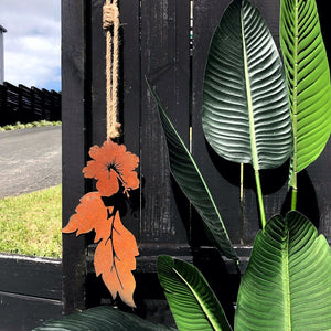 NZ metal art for exterior walls. Tropical hibiscus wall art for indoors and outdoors NZ made.