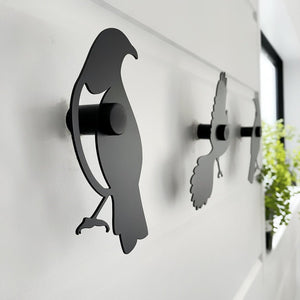 NZ Kereru wall hooks for oudoors walls by LisaSarah Steel Designs