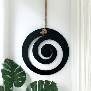 Large black steel koru design NZ Maori Wall art
