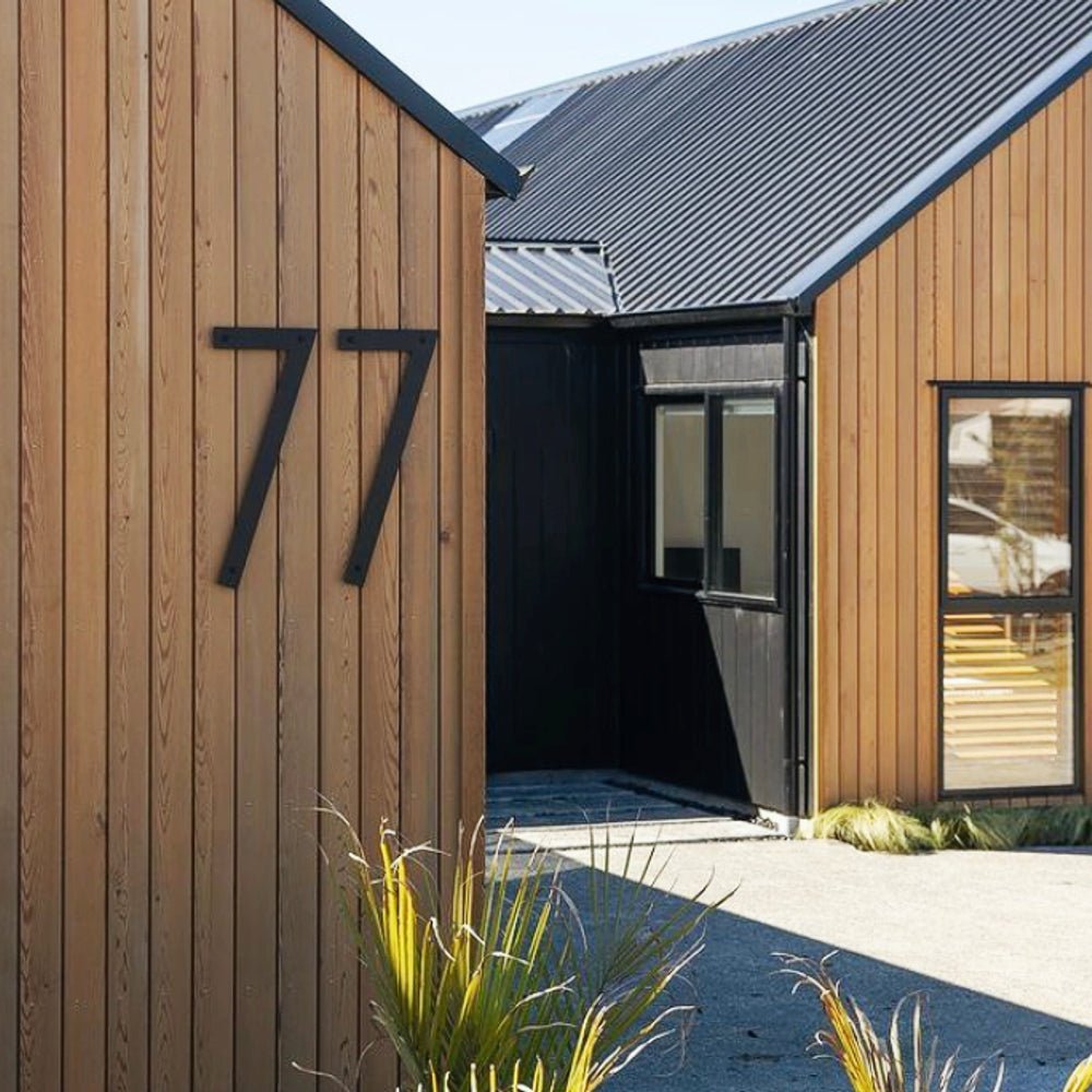 Extra large custom made house numbers on Modern House NZ. LisaSarah Steel Designs 