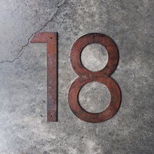 Large Corten Steel Custom House Numbers (50cm tall) - you choose the font - LisaSarah Steel Designs NZ