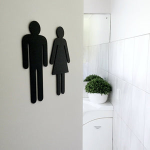 Matte black steel toilet people (20cm tall) - LisaSarah Steel Designs NZ