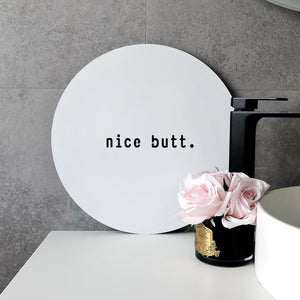Nice Butt funny wall decor for bathroom in white steel by LisaSarah Steel Designs. 