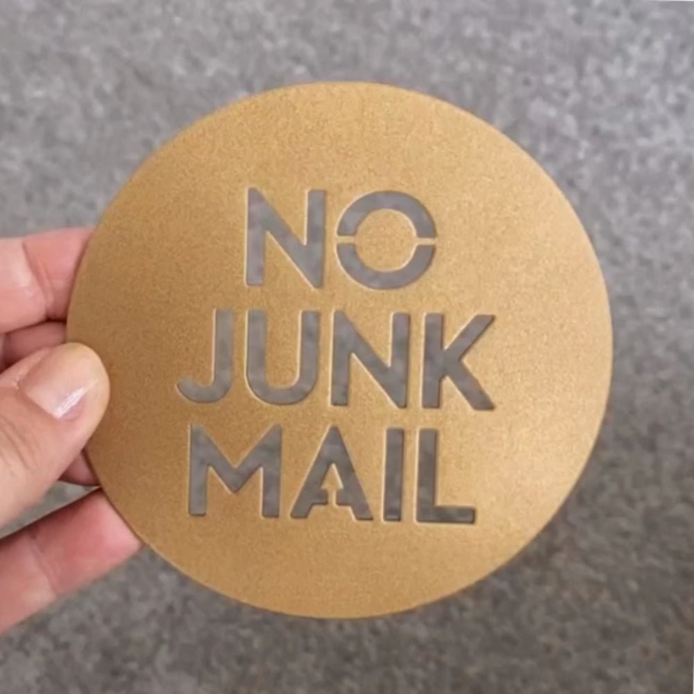 No Junk Mail modern sign for letterbox NZ Australia.  