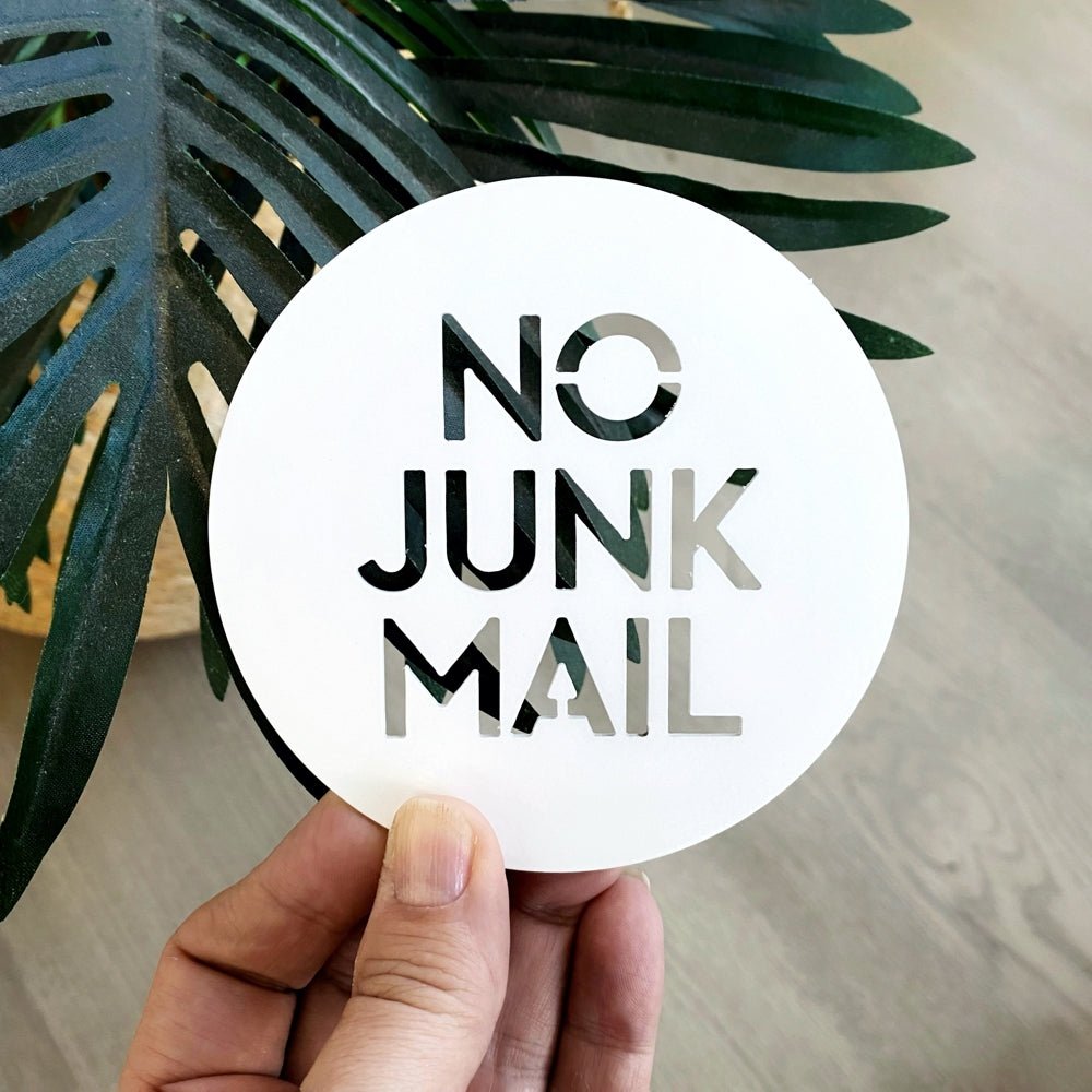No Junk Mail white - LisaSarah Steel Designs NZ